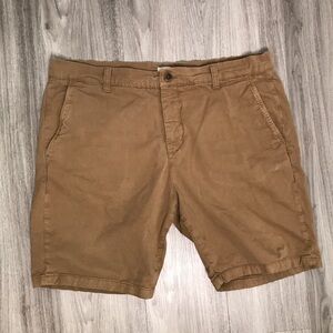 NO NATIONALITY MENS SHORTS BROWN CHINO CASUAL FLAT FRONT 36